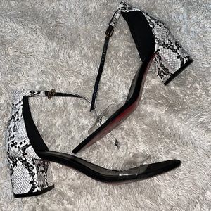 Snakeskin block heel